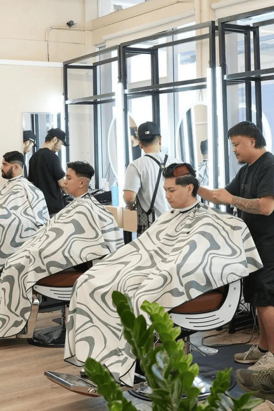 High Top Capes - Stripe Barber Cape - Abstract Aurora
