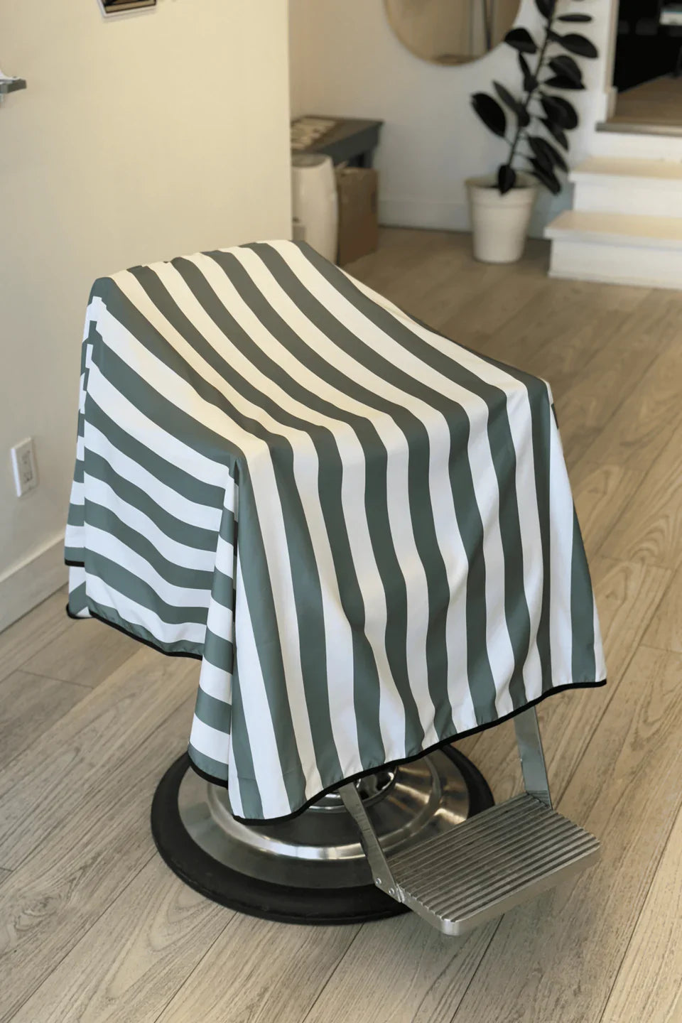 High Top Capes - Stripe Barber Cape - Banded Dusty Green