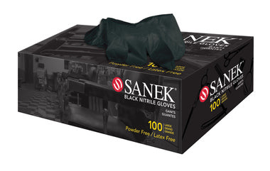 SANEK BLACK NITRILE GLOVES - 100pk