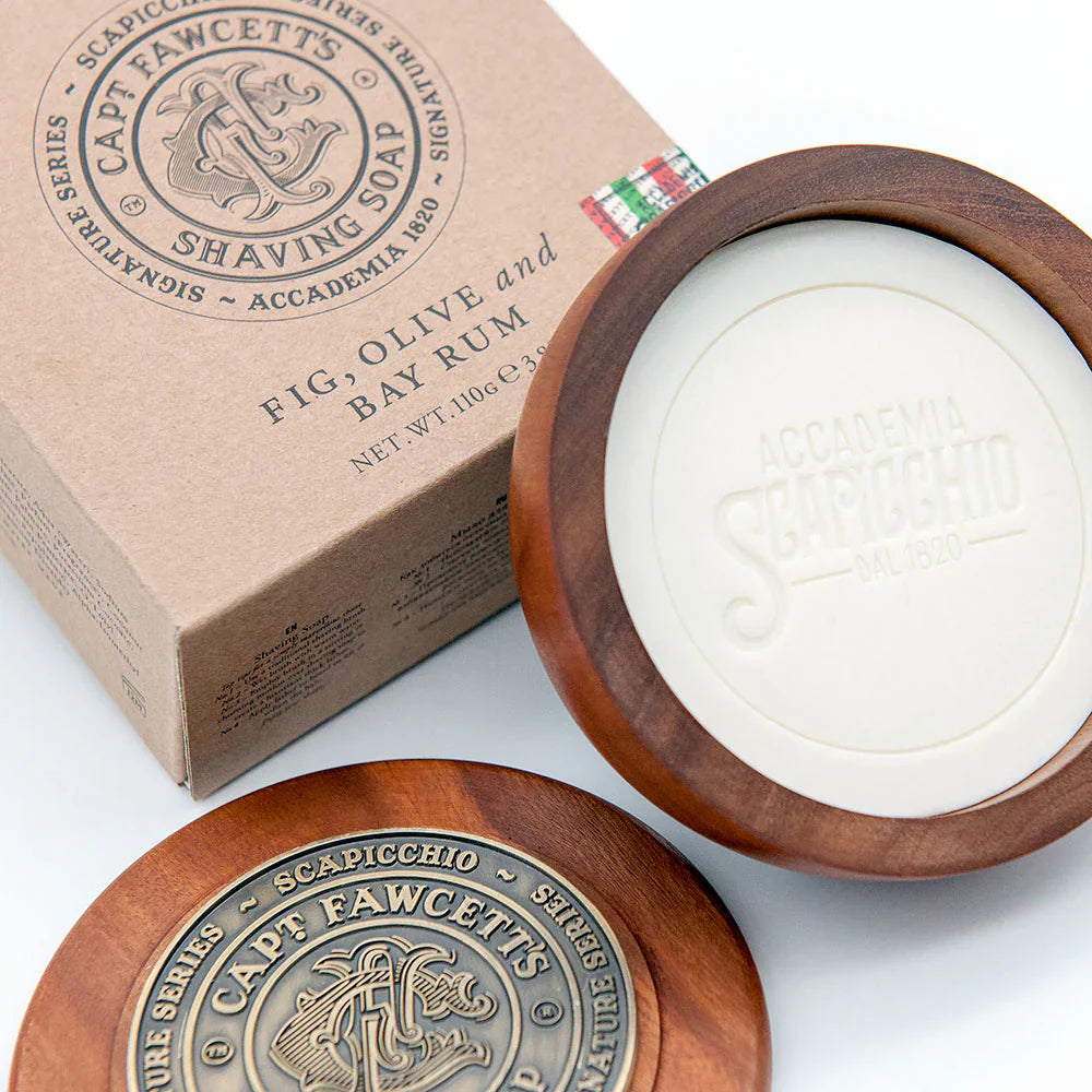 Captain Fawcett Scapicchio Fig, Olive &amp; Bay Rum Shaving Soap  - 110g