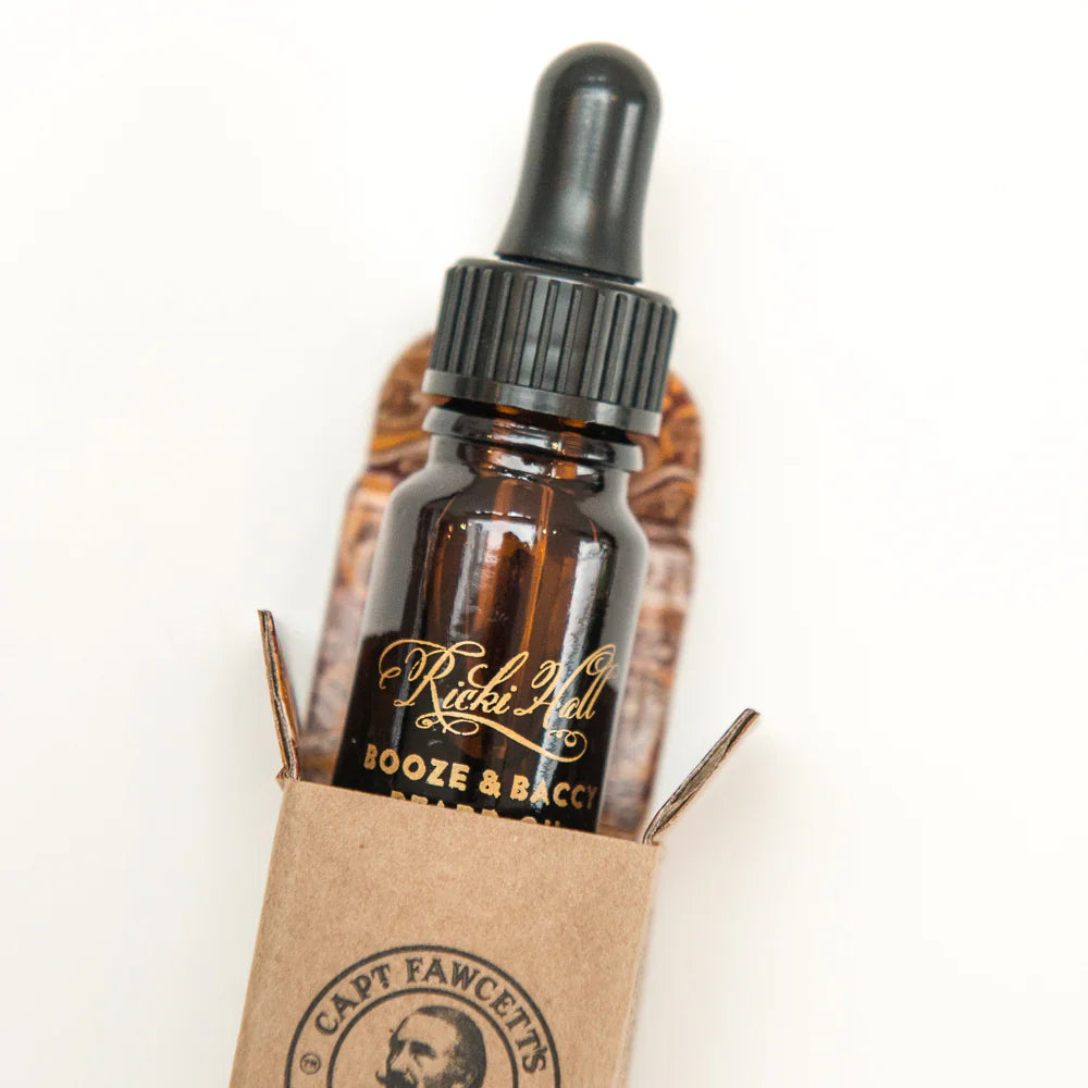 Captain Fawcett Ricki Hall's Booze &amp; Baccy Beard Oil 10ml Travel Sized