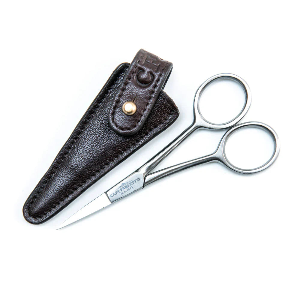 Captain Fawcett Grooming Scissors with leather pouch