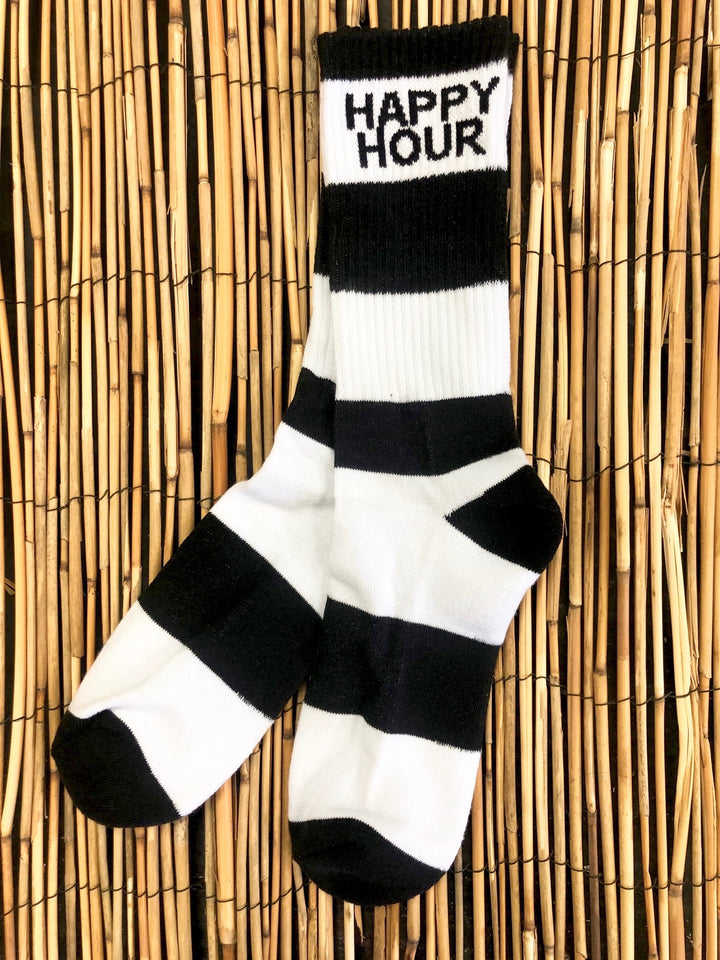 HAPPY HOUR - STRIPE SOCKS (BLACK WHITE)