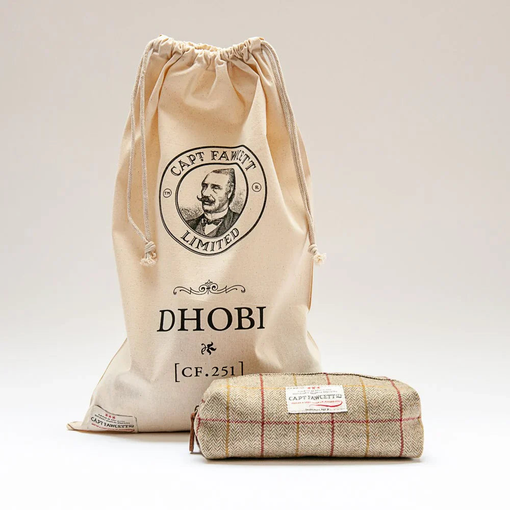 Captain Fawcett Tweed Wash Bag