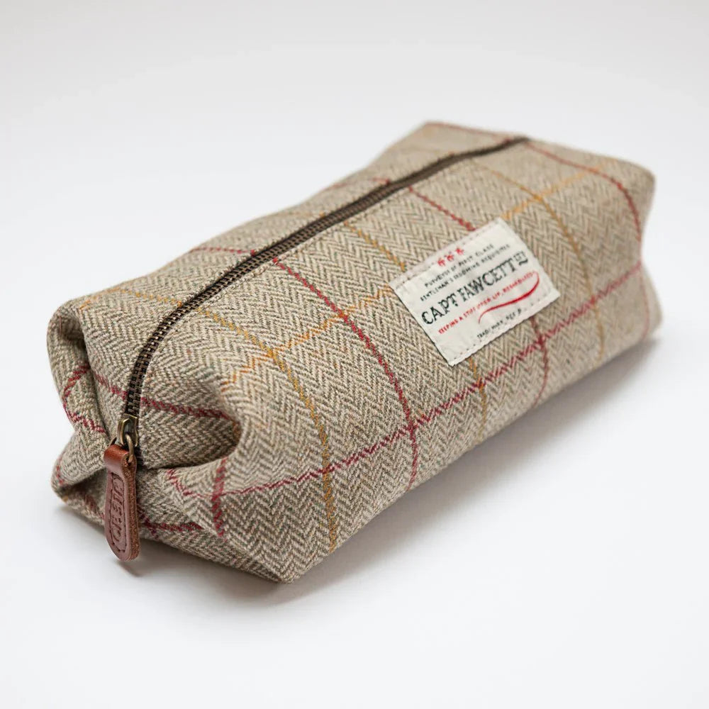 Captain Fawcett Tweed Wash Bag