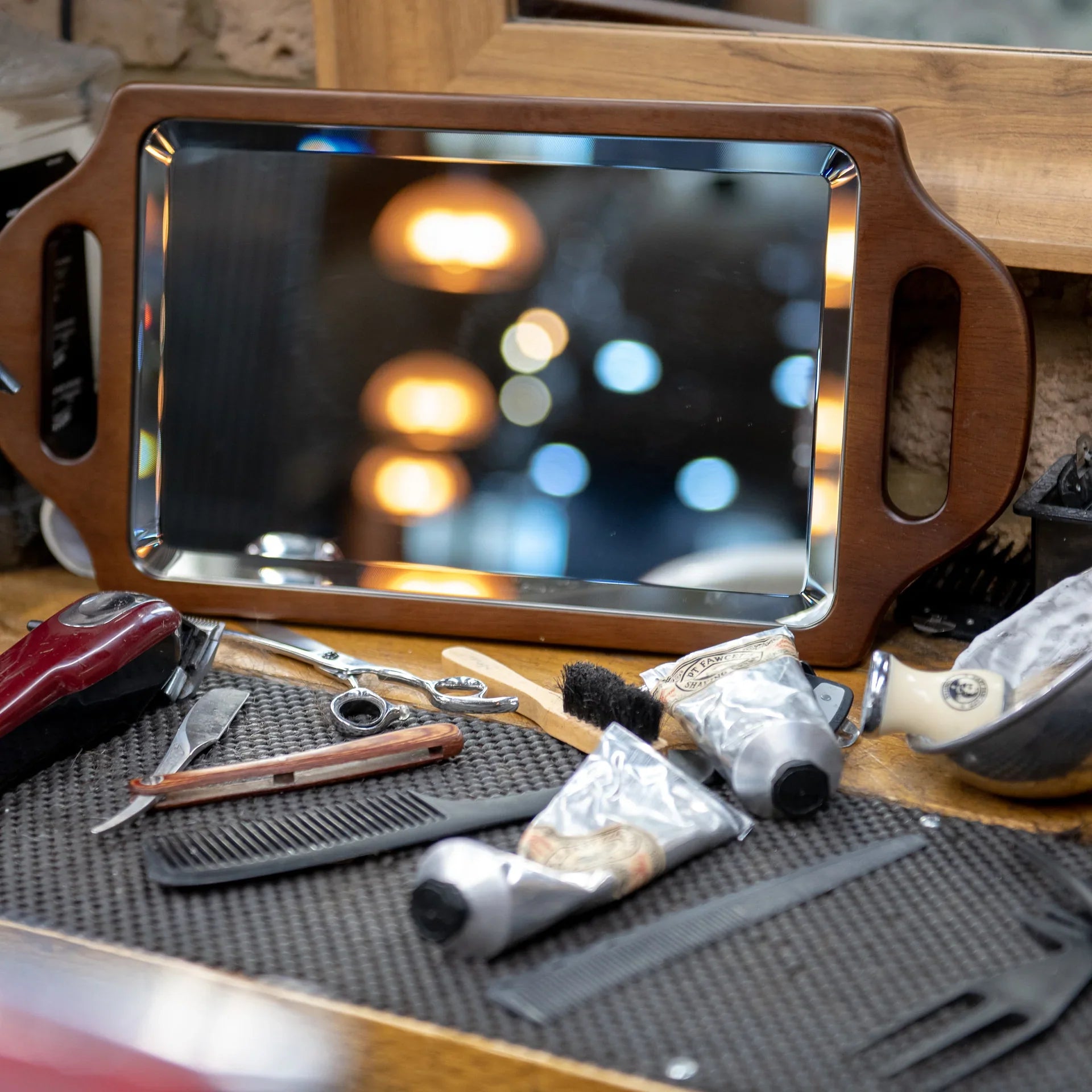 Captain Fawcett Double handed wooden mirror