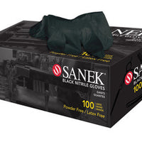 SANEK BLACK NITRILE GLOVES - 100pk